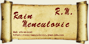 Rain Menčulović vizit kartica